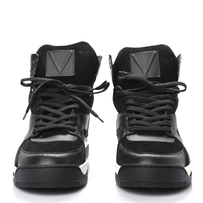 Louis Vuitton Suede Calfskin Crocodile Embossed Damier Graphite Mens Kick Off High Top Sneakers 9.5 Black 2 of 8