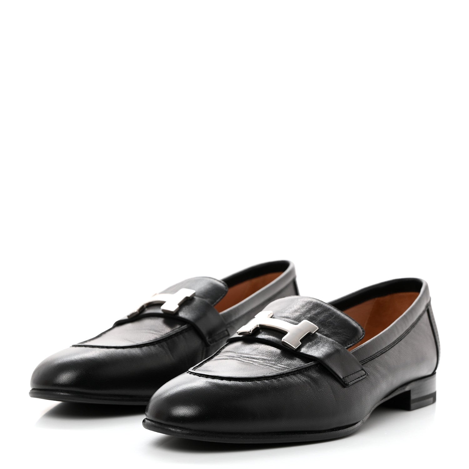 Hermes Goatskin Womens Paris Loafers 36 Black 3 of 10