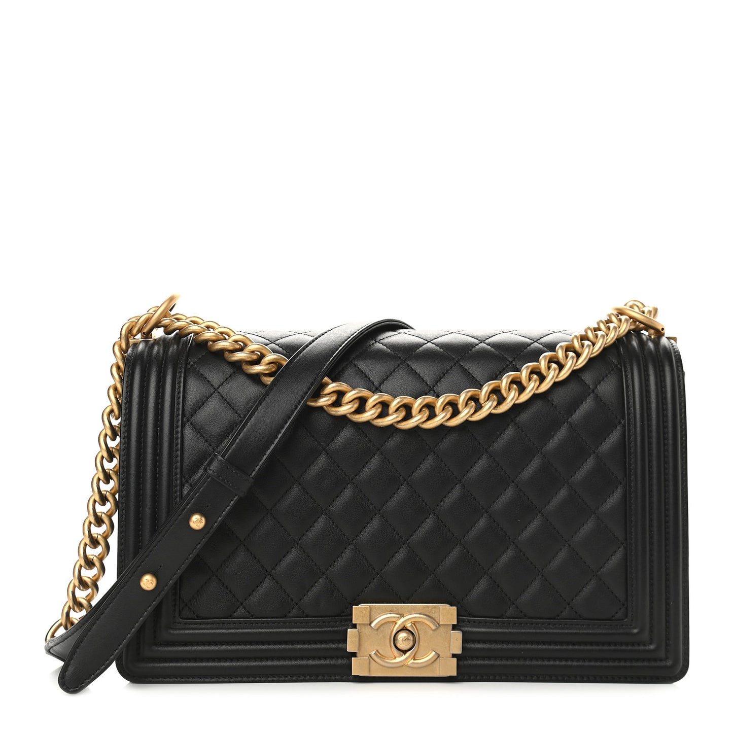 Calfskin Quilted New Medium Boy Flap Black