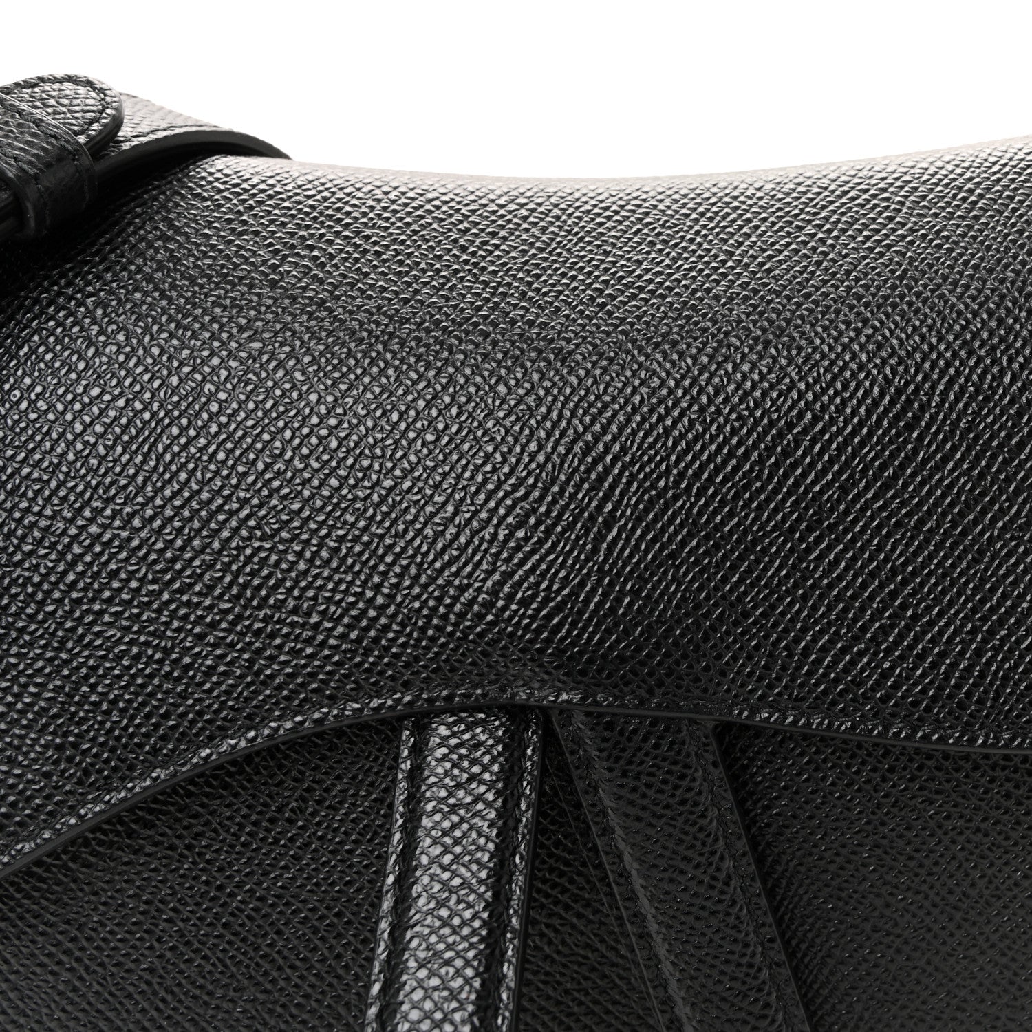 Christian Dior Grained Calfskin Saddle Bag With Strap Black 7 of 9
