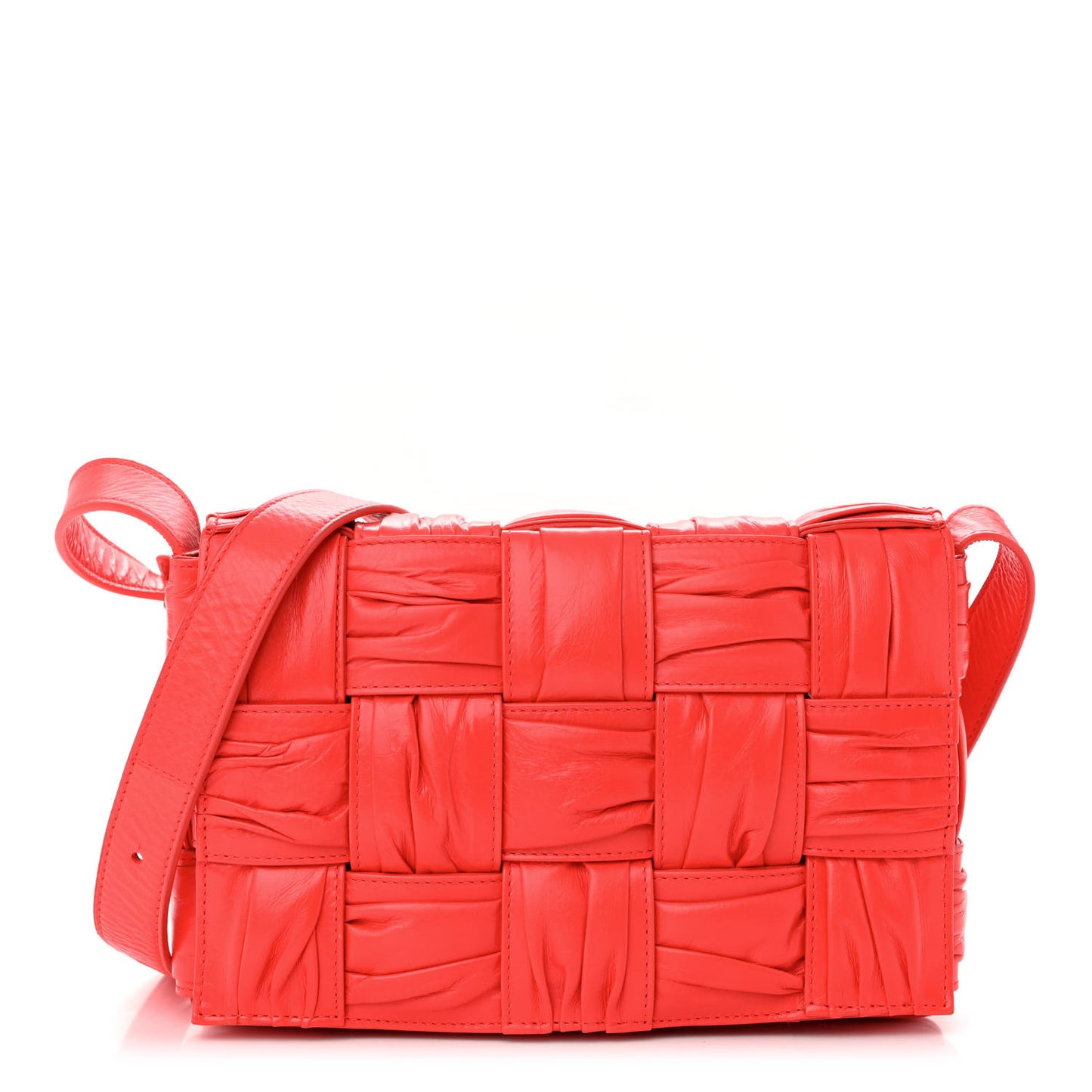 Calfskin Intreccio Plisse Cassette Crossbody Bag Sunburst