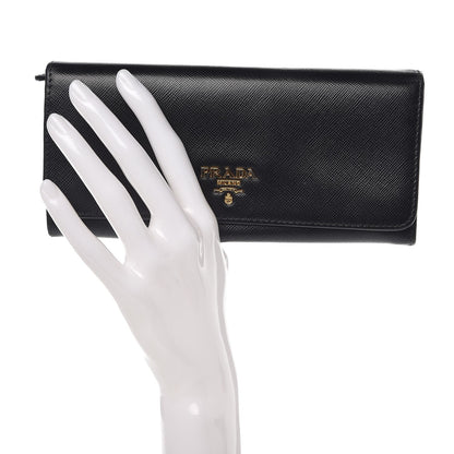 Prada Saffiano Continental Flap Wallet Black 2 of 7