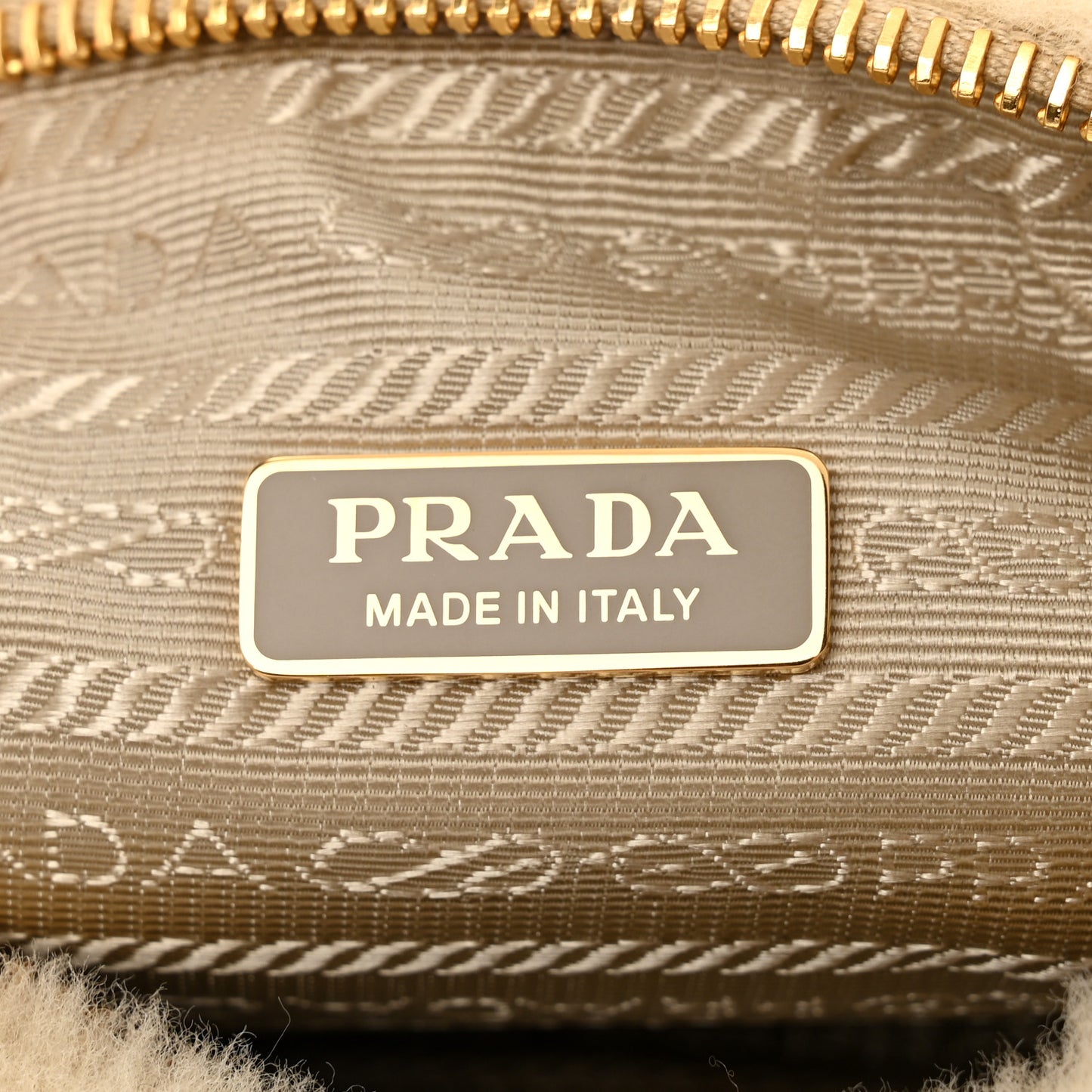 Montone Shearling Nappa Mini Re-Edition Shoulder Bag Ecru Bianco