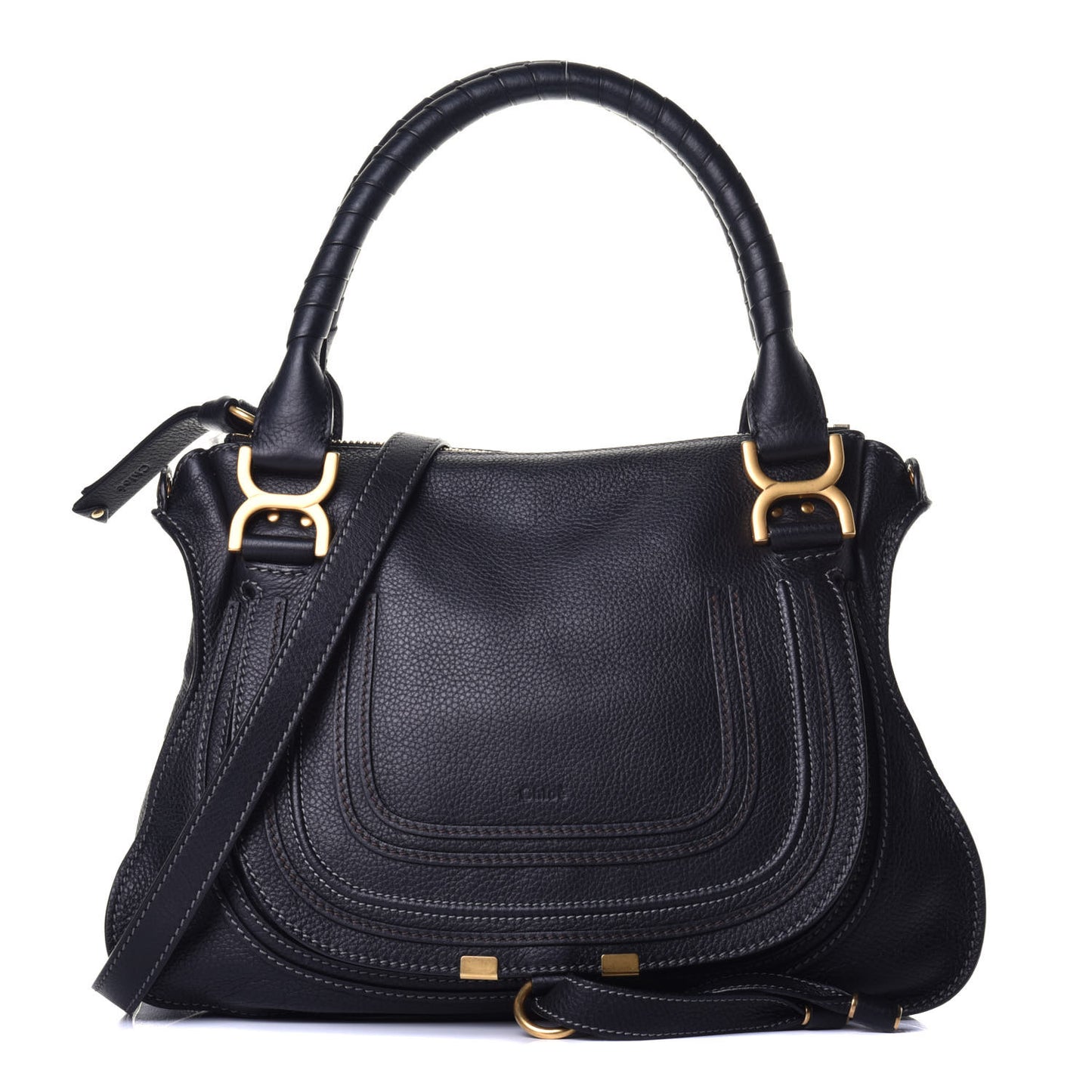 Calfskin Medium Marcie Satchel Black