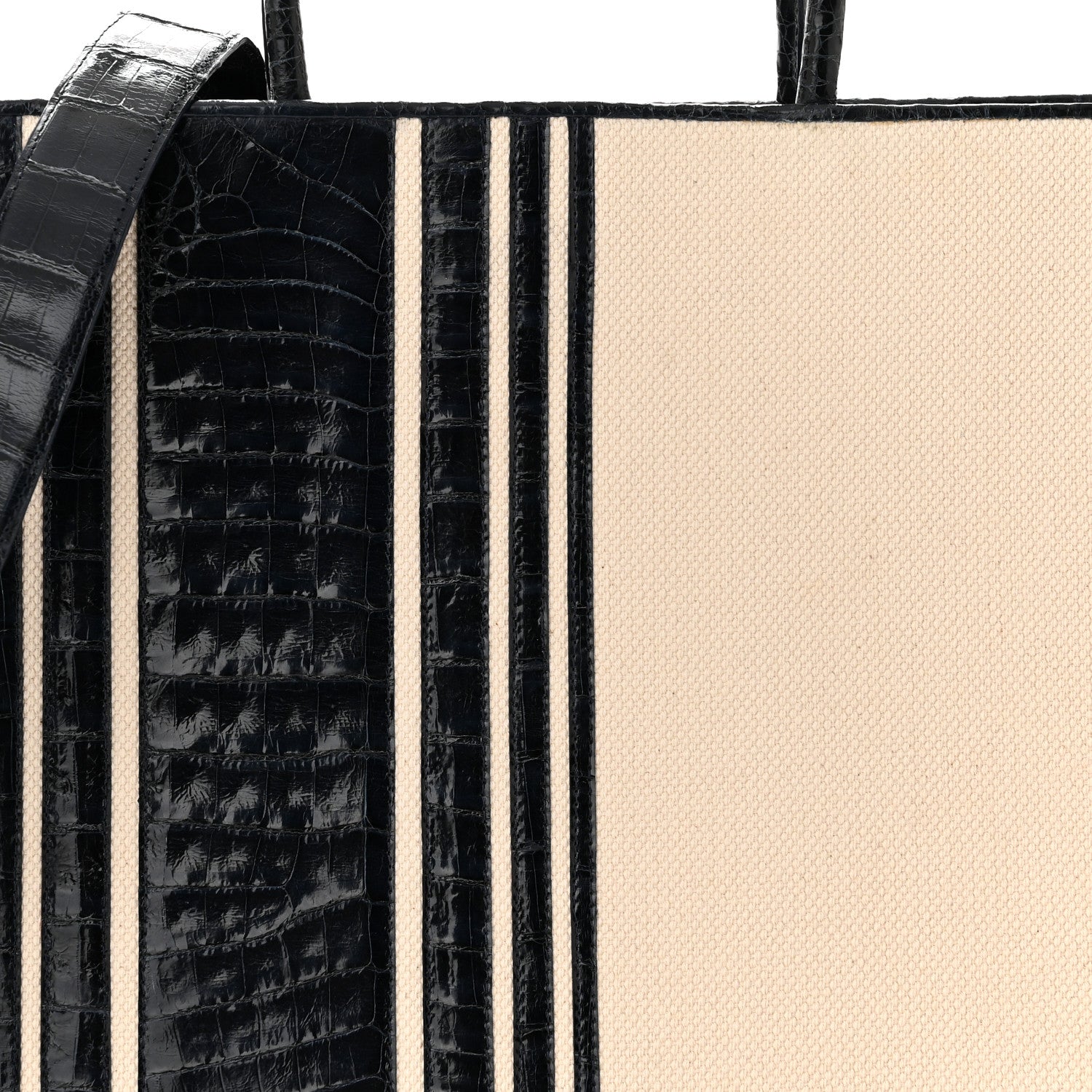 Nancy Gonzalez Linen Crocodile Medium Emma Stripe Tote Blue 9 of 11