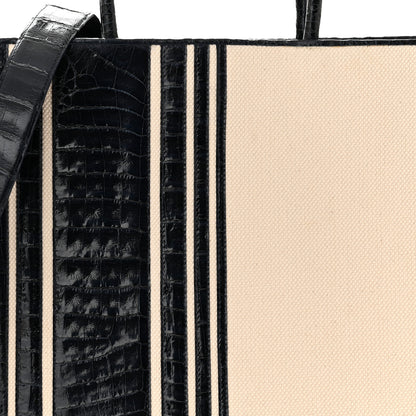 Nancy Gonzalez Linen Crocodile Medium Emma Stripe Tote Blue 9 of 11