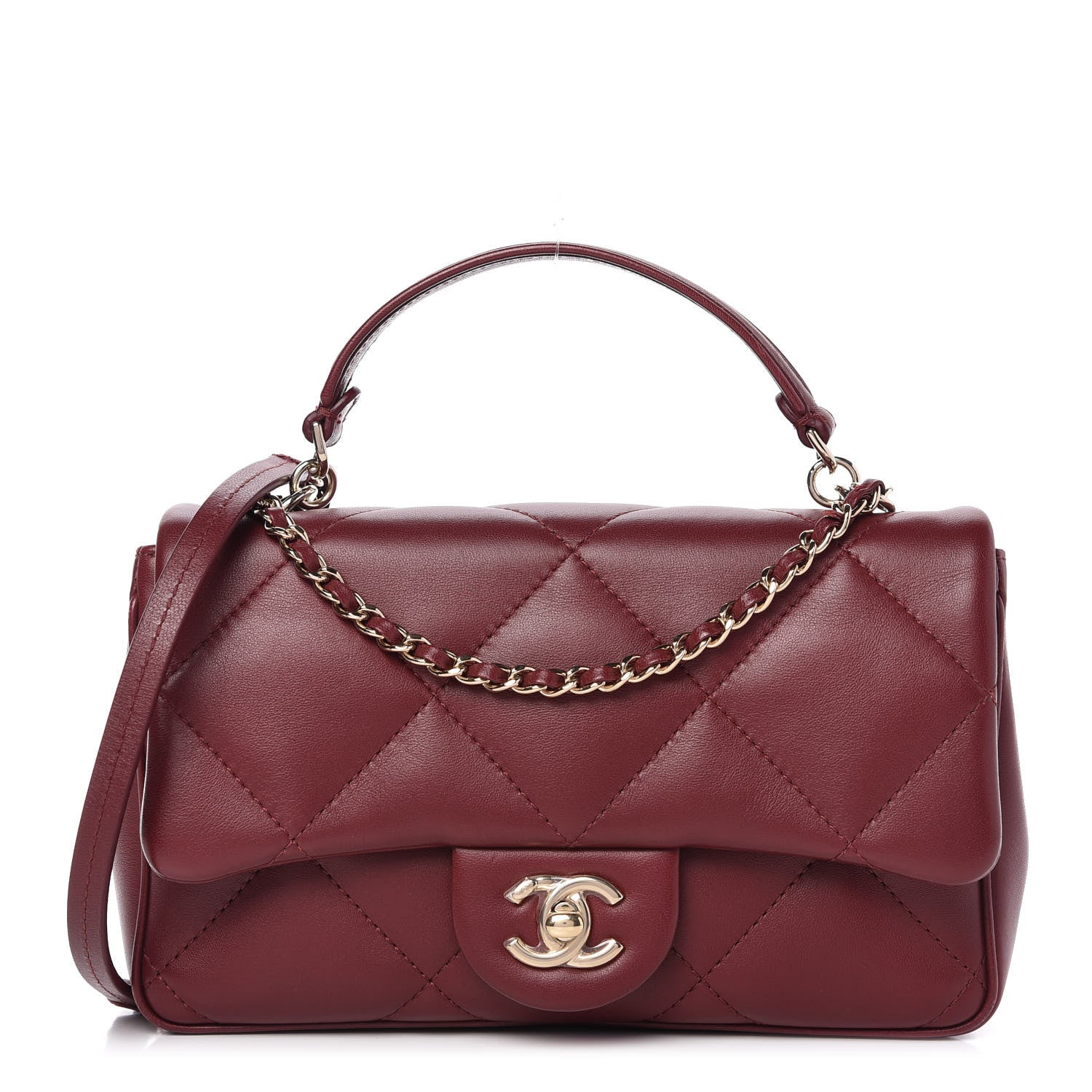 Chanel Lambskin Quilted Small Easy Carry Flap Burgundy 1 of 10