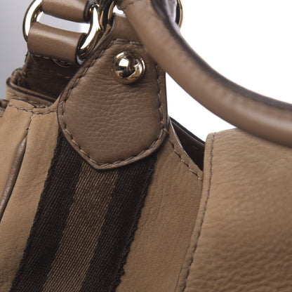 Gucci Nubuck Medium Web Heritage Shoulder Bag Taupe 9 of 16