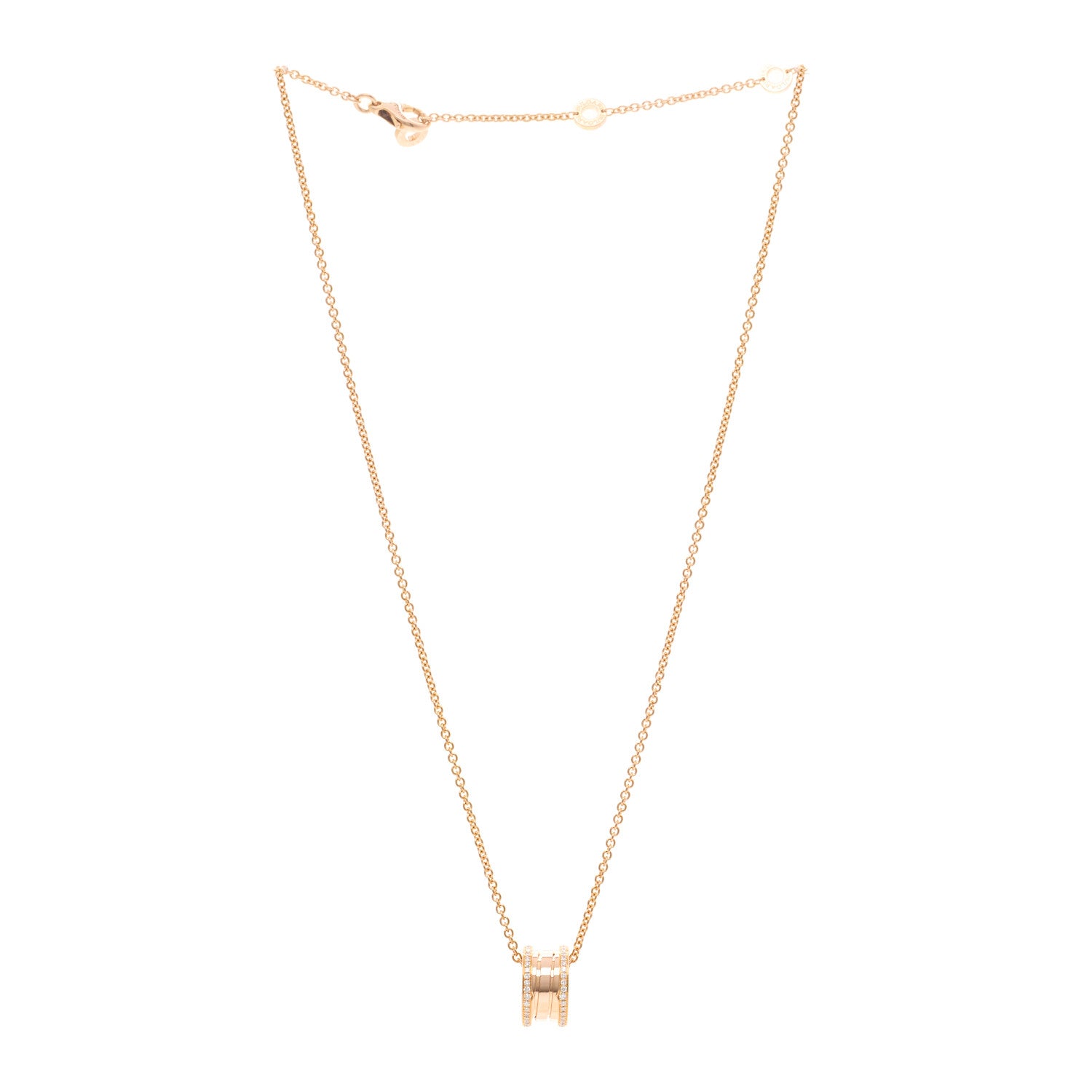 Bulgari 18K Rose Gold Diamond B.Zero1 Pendant Necklace 3 of 5
