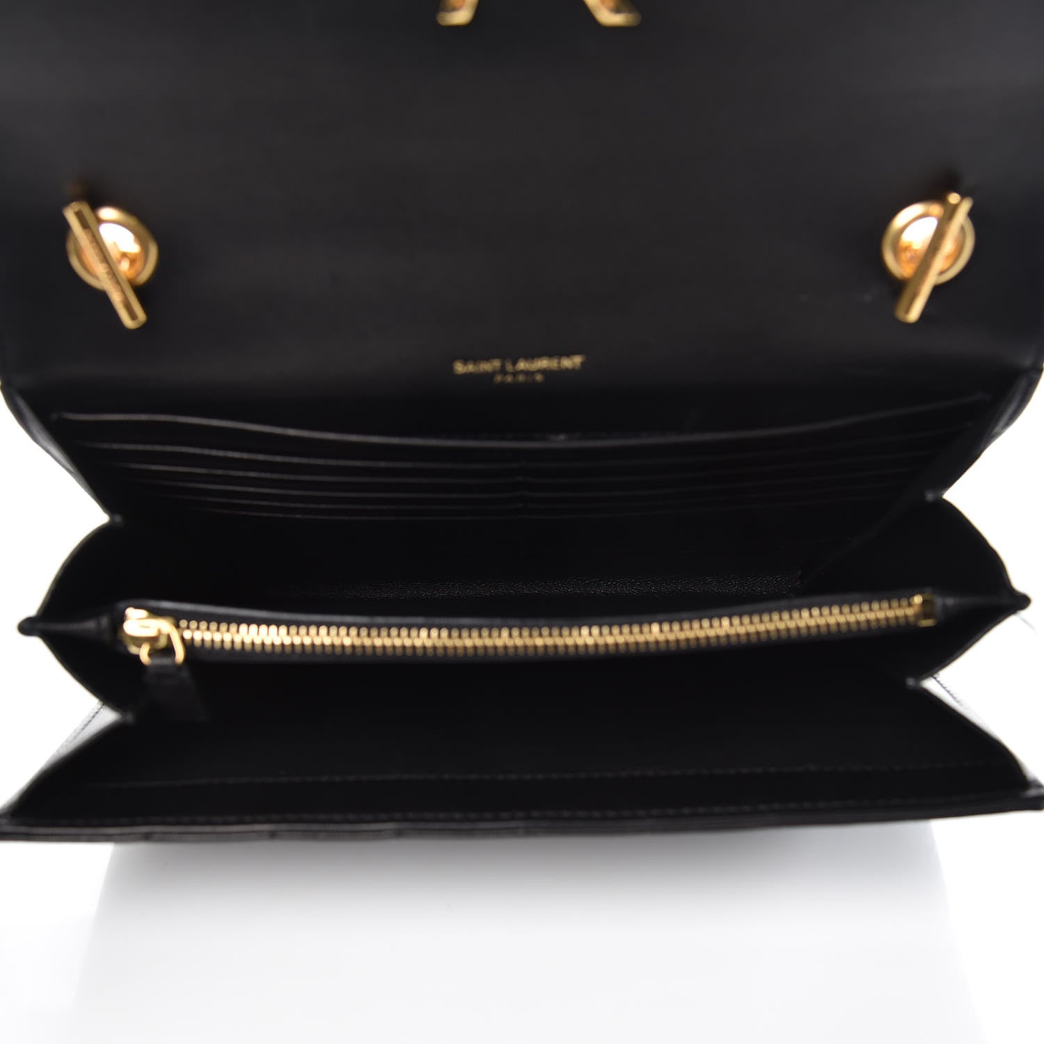 Saint Laurent Lambskin Matelasse Monogram Vicky Chain Wallet Black 5 of 9