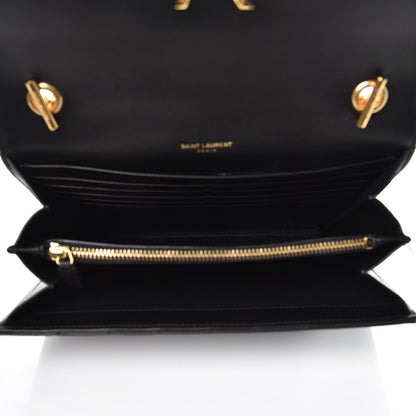 Saint Laurent Lambskin Matelasse Monogram Vicky Chain Wallet Black 5 of 9
