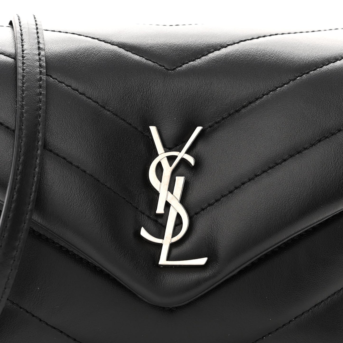 Calfskin Y Quilted Monogram Toy Loulou Crossbody Bag Black