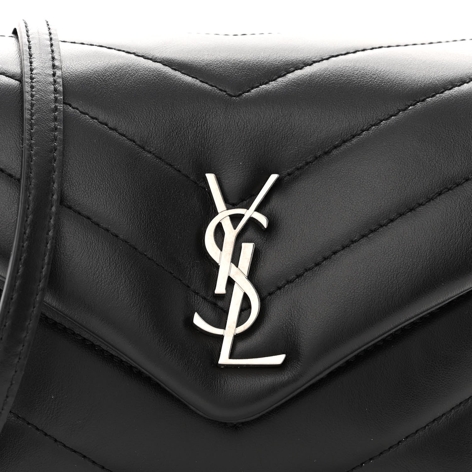 Saint Laurent Calfskin Y Quilted Monogram Toy Loulou Crossbody Bag Black 8 of 11