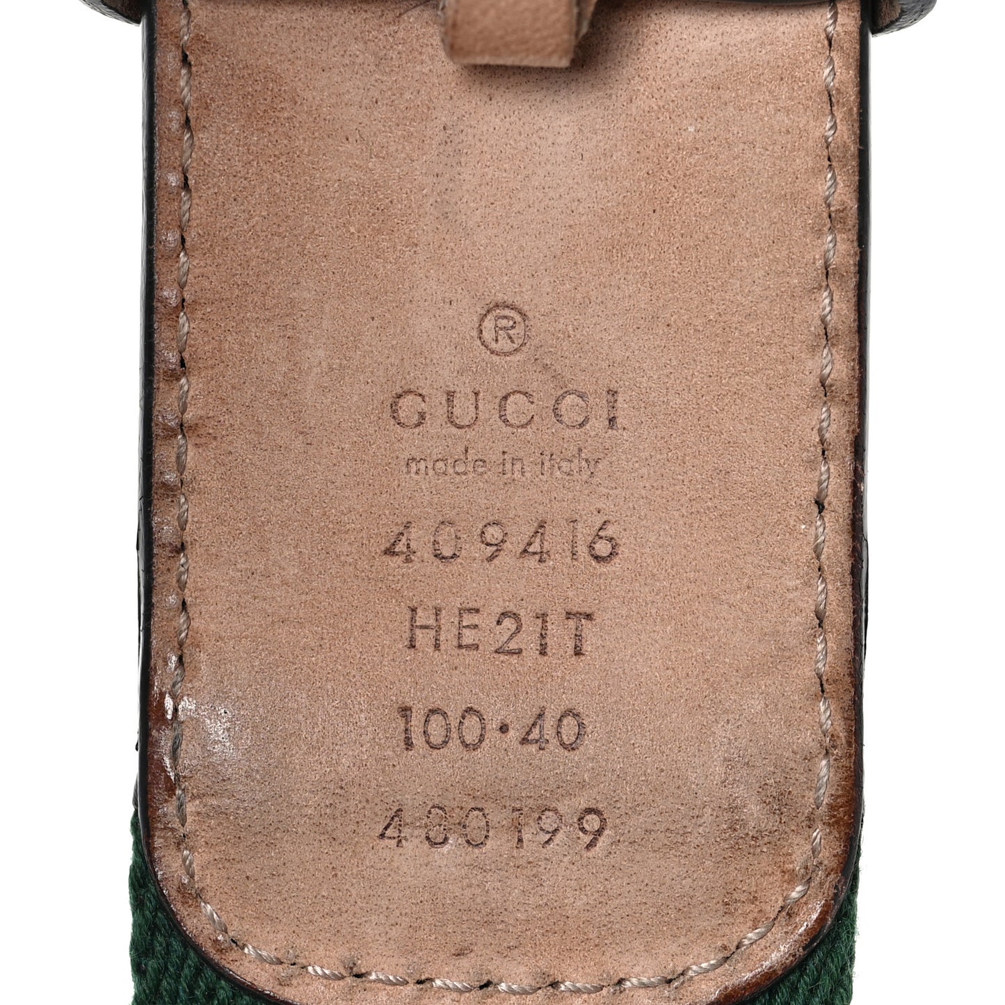 Nylon Calfskin Double G Web 40mm Belt 100 40 Green Red Cuir