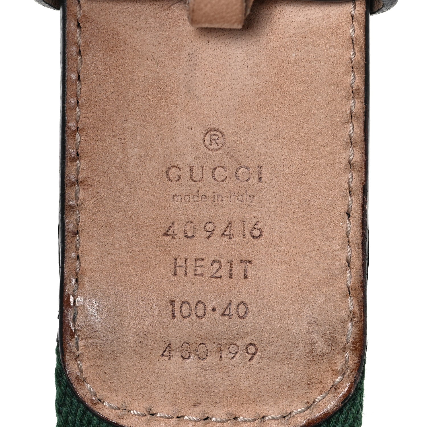 Gucci Nylon Calfskin Double G Web 40mm Belt 100 40 Green Red Cuir 3 of 5