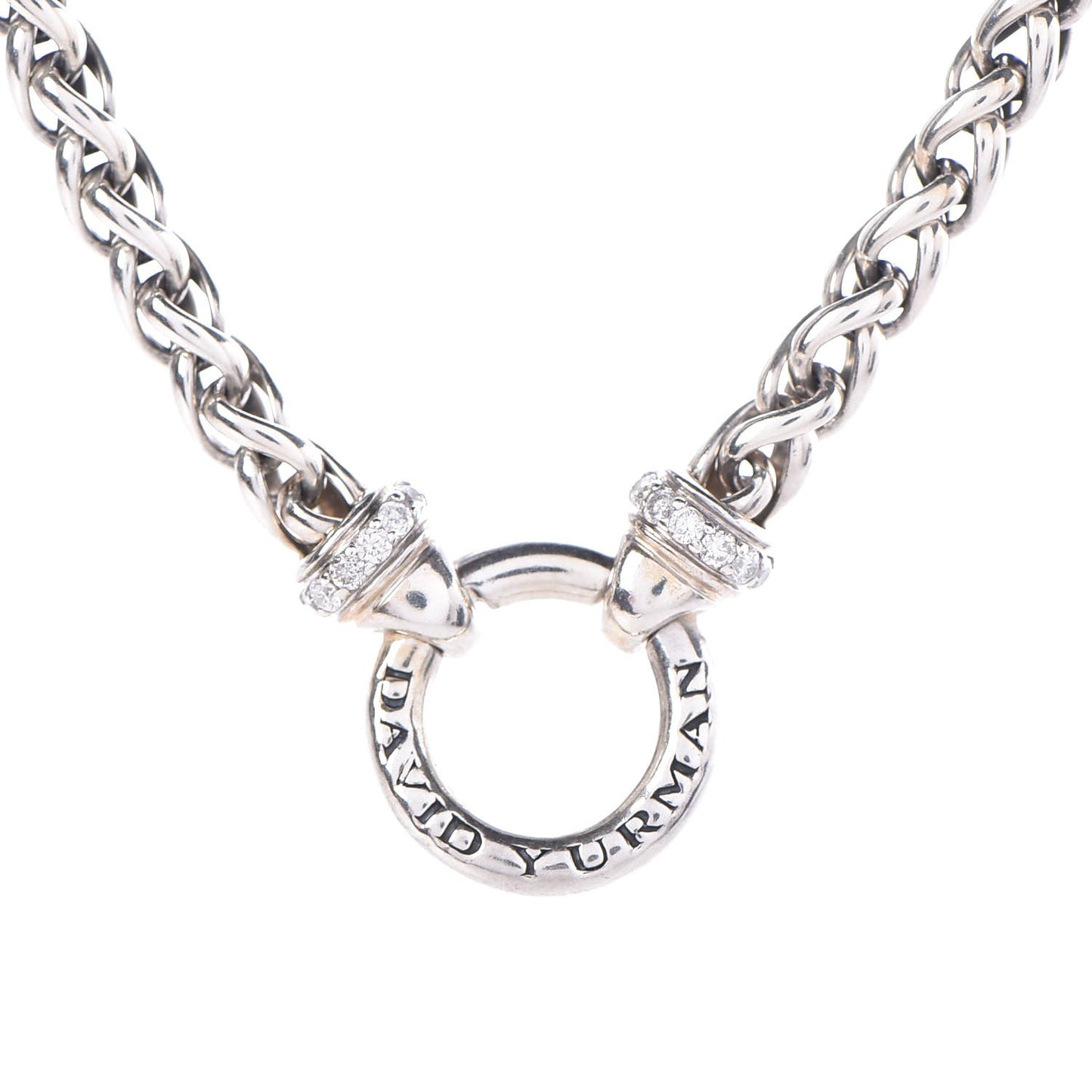 Sterling Silver Diamond Wheat Chain Necklace