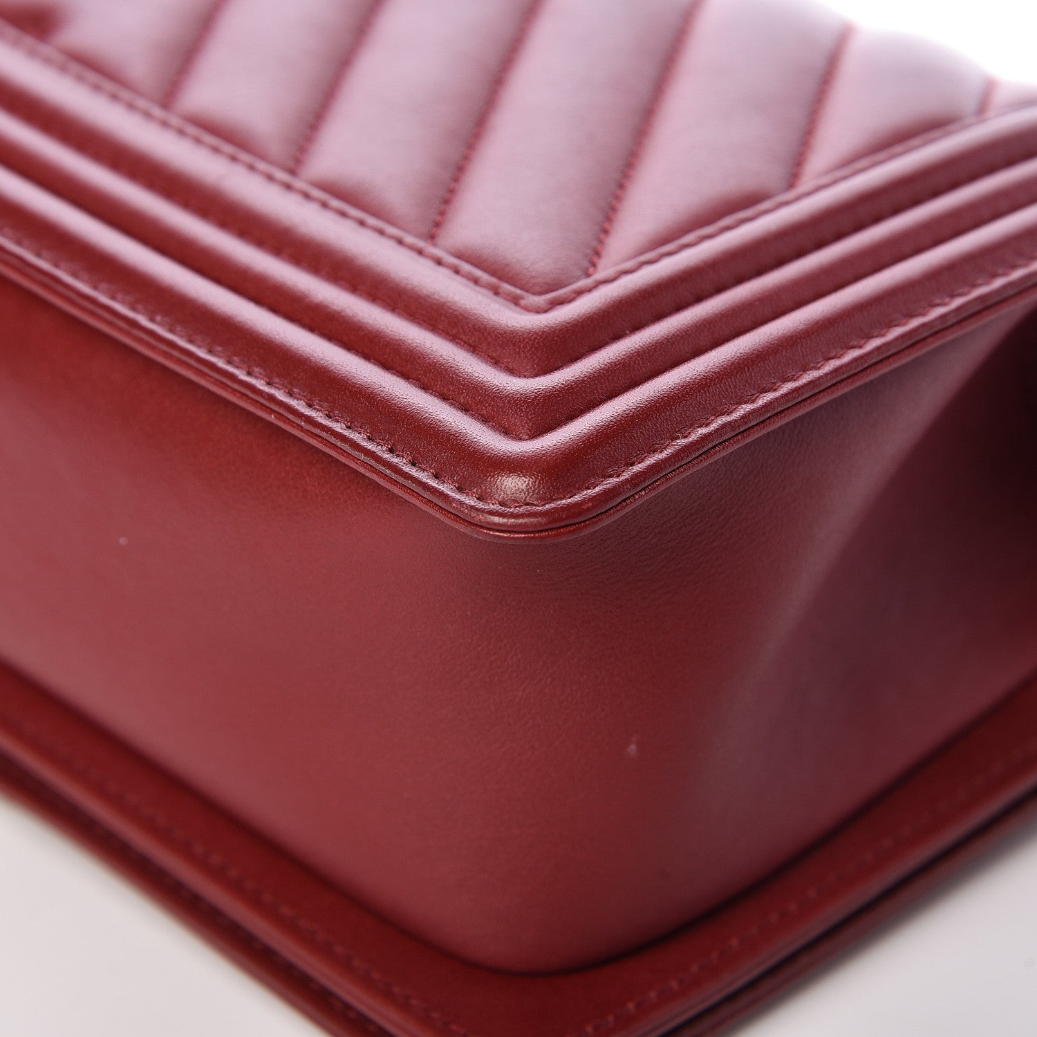 Chanel Calfskin Chevron Quilted Medium Boy Flap Dark Red 13 of 18