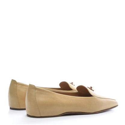 Chanel Lambskin CC Wooden Turnlock Loafers 37.5 Biege 4 of 8