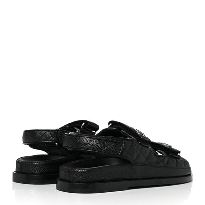 Chanel Grained Calfskin Velcro Dad Sandals 36.5 Black 4 of 9