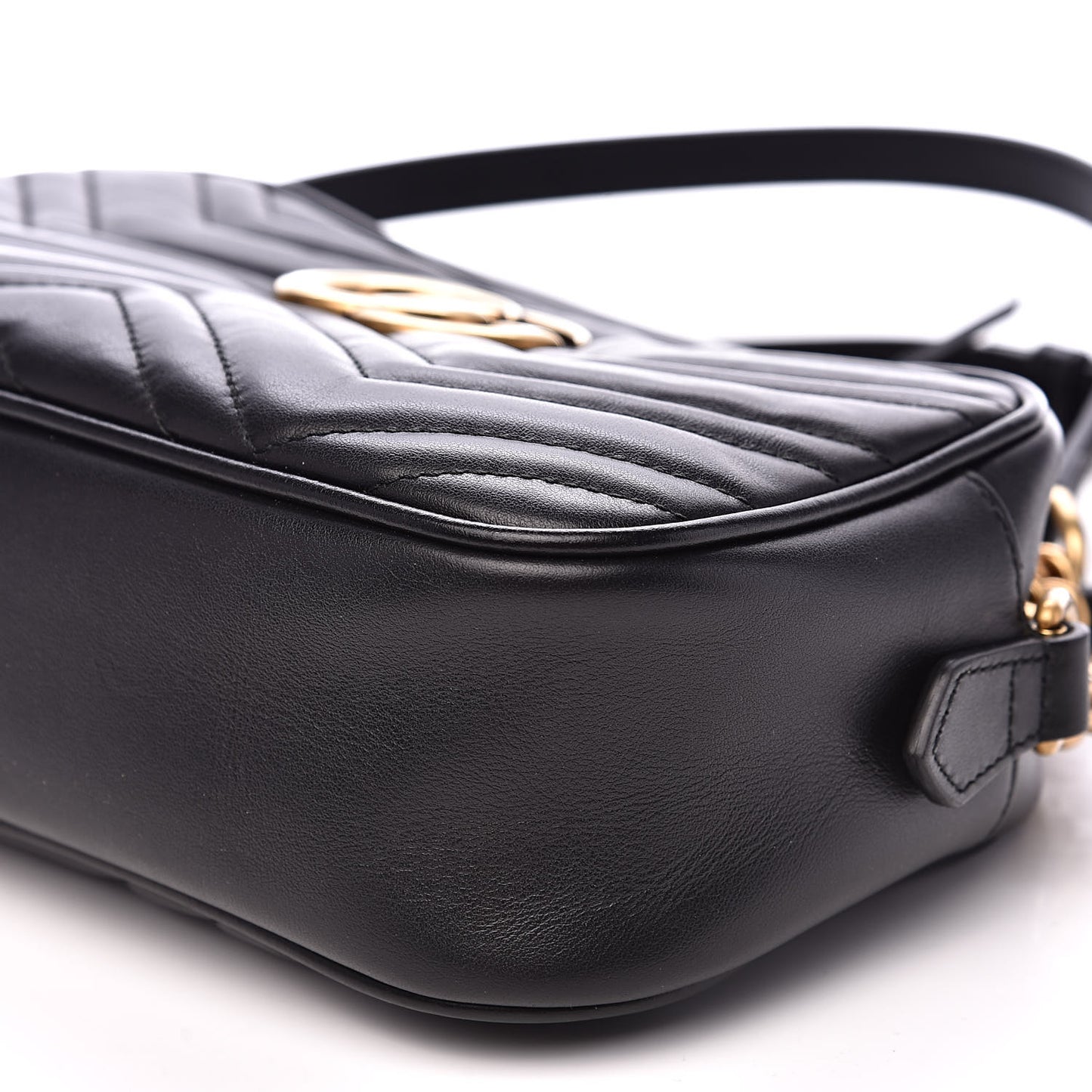 Calfskin Matelasse Small GG Marmont Chain Shoulder Bag Black