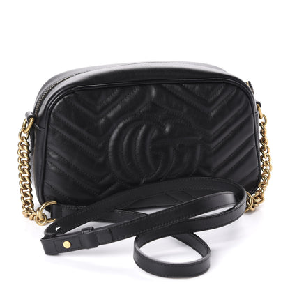 Gucci Calfskin Matelasse Small GG Marmont Chain Shoulder Bag Black 3 of 11