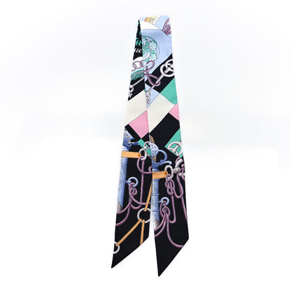 Hermes Silk Cliquetis Twilly Black Rose Menthol 2 of 3