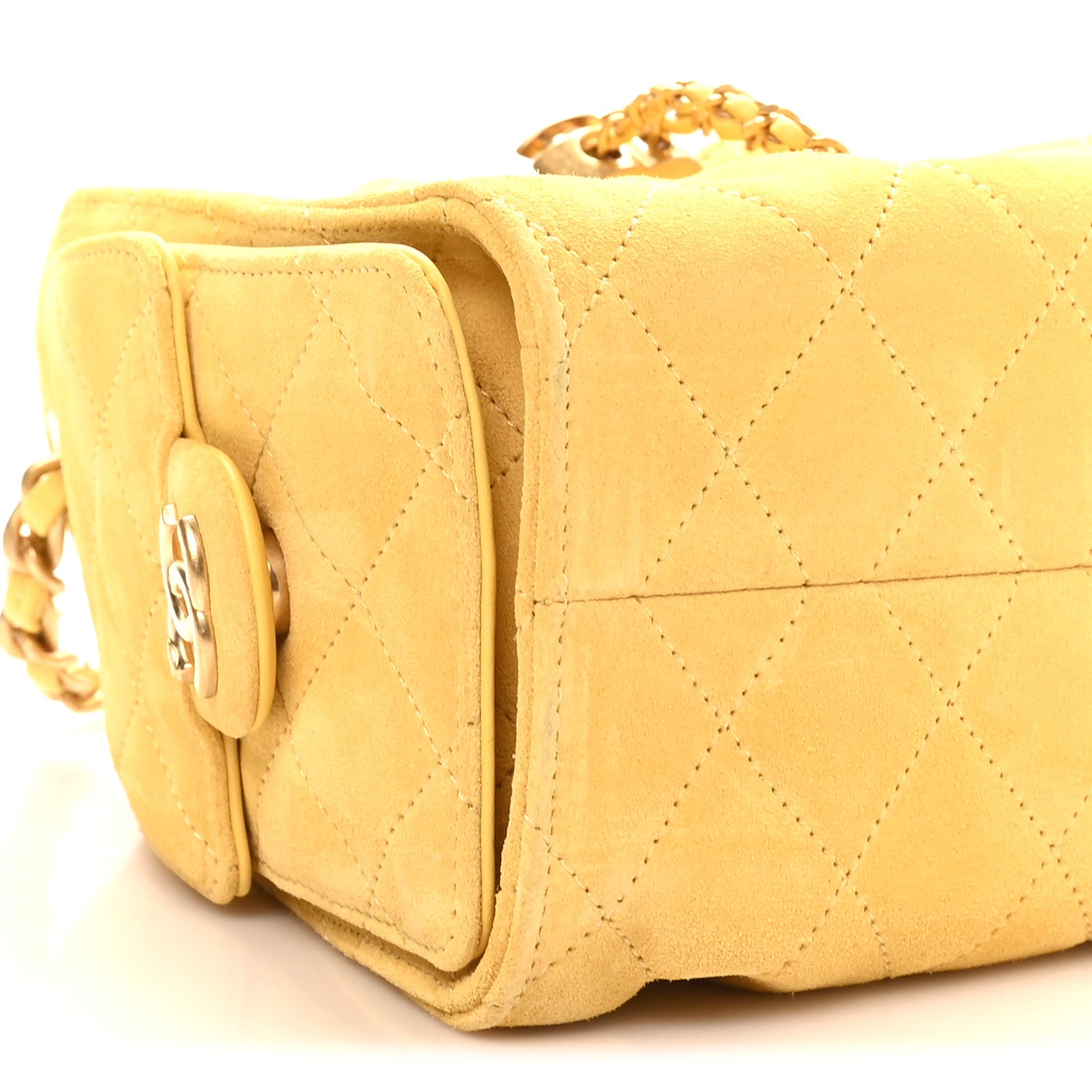 Chanel Suede Quilted Mini Chanel 25 Handbag Yellow 8 of 9