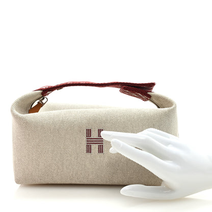 Hermes Canvas Small Bride-A-Brac Pouch Natural Rouge H 2 of 7