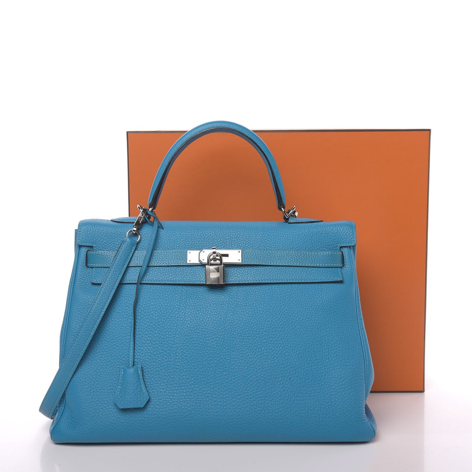 Hermes Togo Kelly Retourne 35 Turquoise 16 of 17