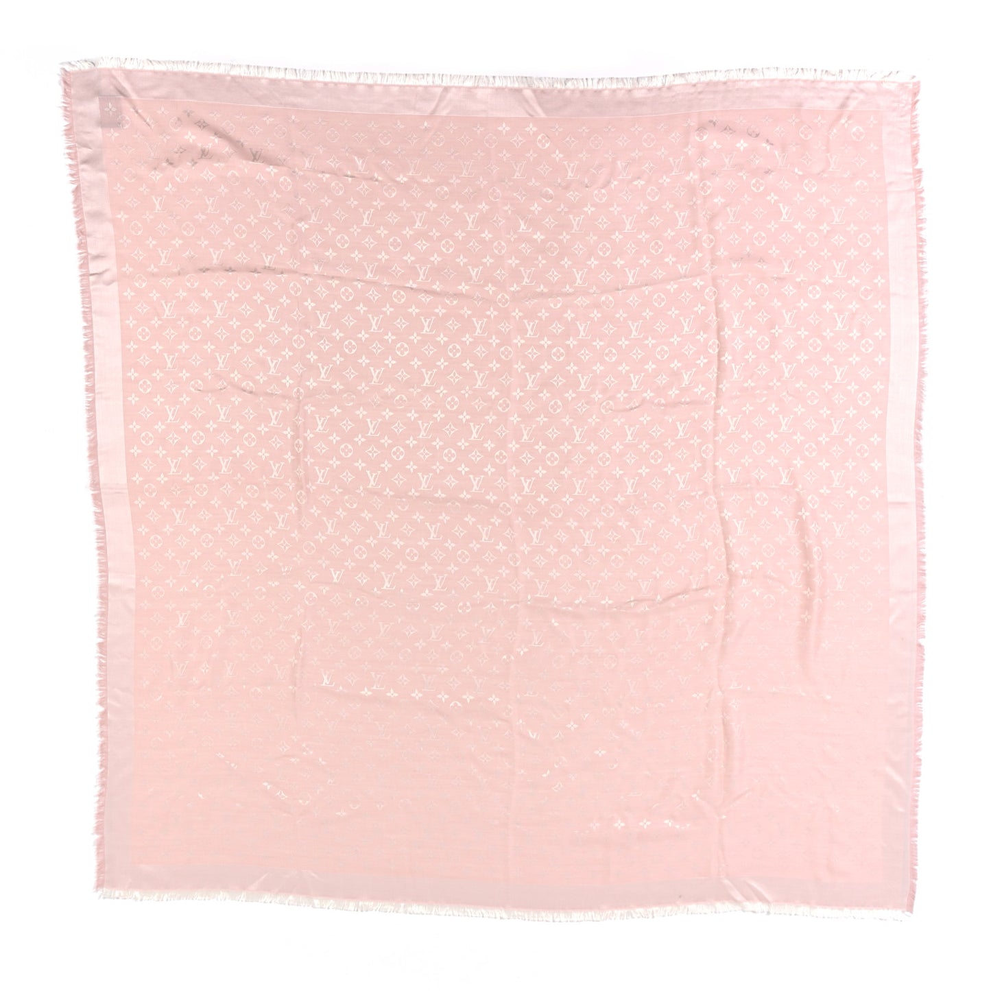 Silk Wool Monogram Denim Shawl Rose