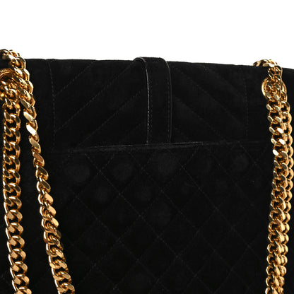 Saint Laurent Suede Mixed Matelasse Triquilt Medium Monogram Satchel Black 6 of 10