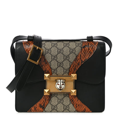 Gucci Nappa Elaphe GG Supreme Monogram Medium Osiride Shoulder Bag Black Bright Cuir Beige Ebony 1 of 13
