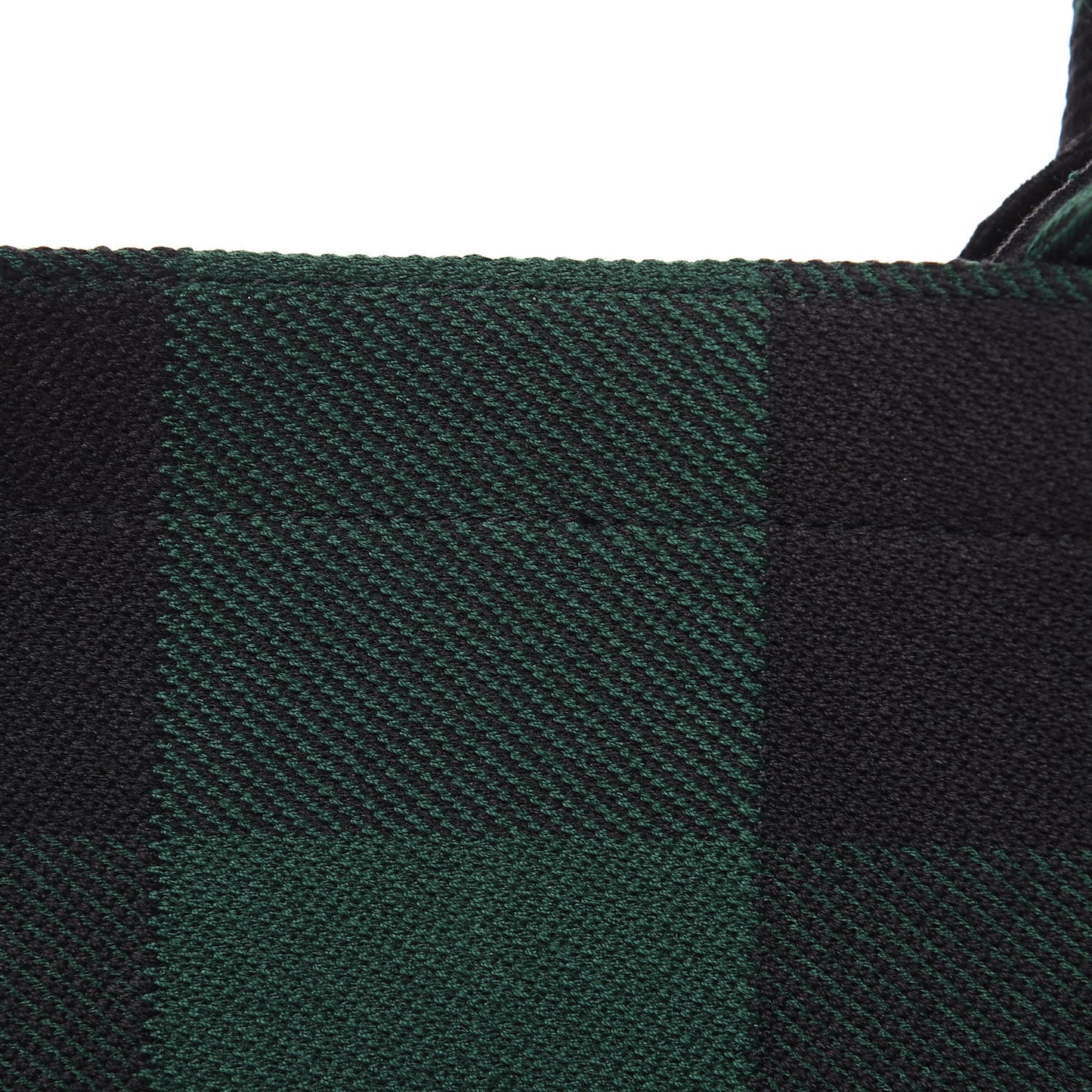 Canvas Embroidered Checkered Book Tote Black Green