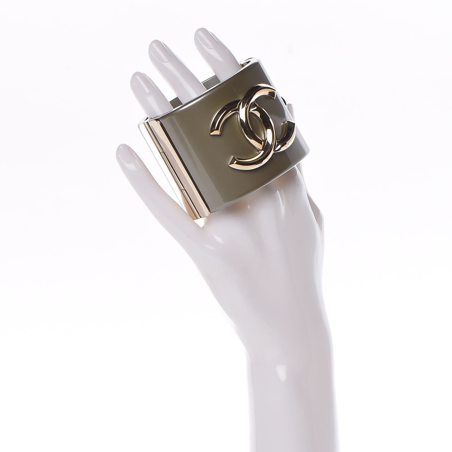 Chanel Resin CC Cuff Gold Pearly White 2 of 8