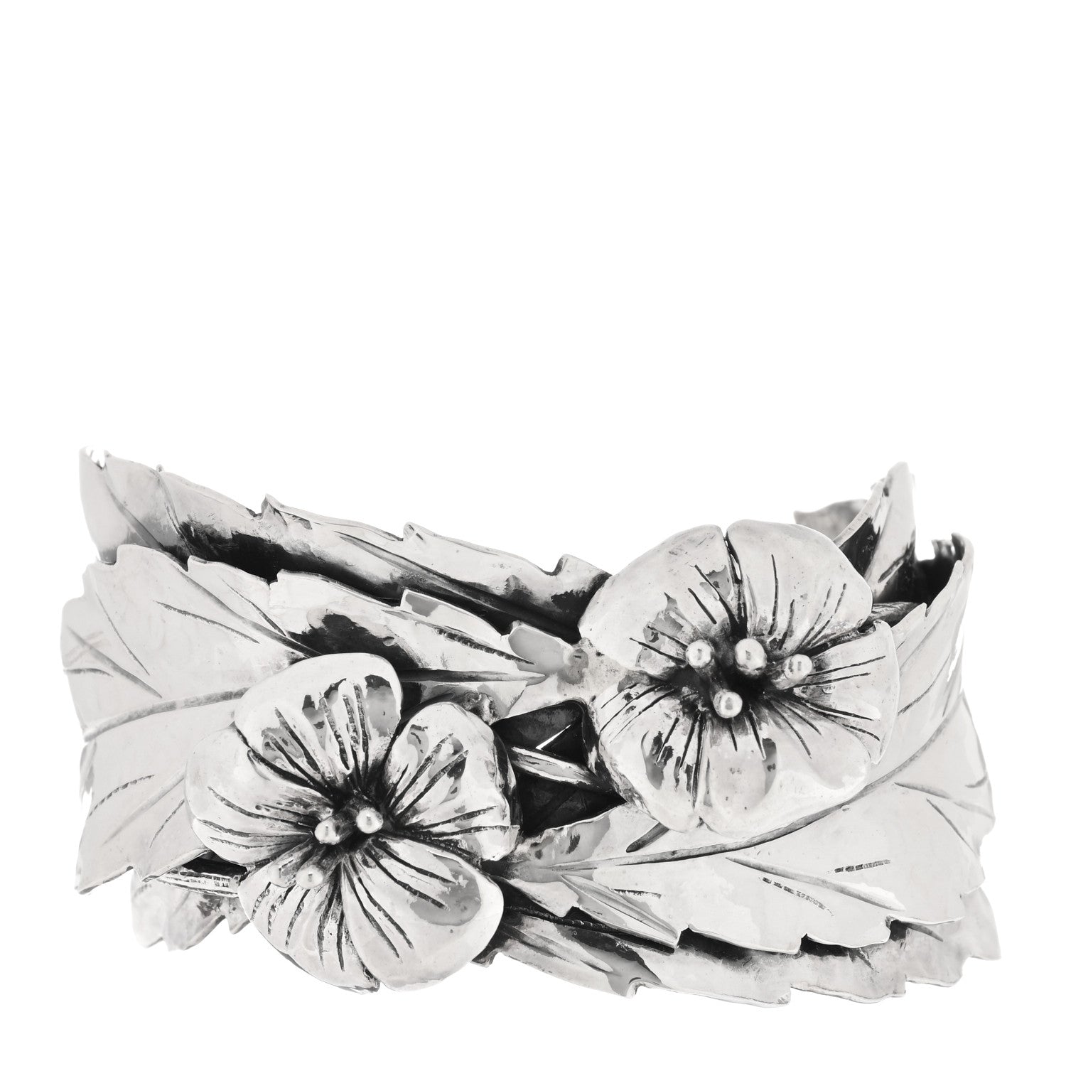 Buccellati Sterling Silver Floral Leaf Cuff Bracelet 1 of 3