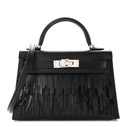 Hermes Tadelakt Sombrero Box Pampilles Mini Kelly Sellier 20 Black 1 of 19