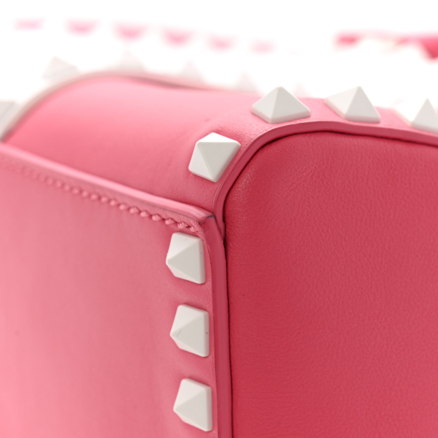 Vitello Colorblock Free Rockstud Top Handle Shoulder Bag Pink Optic White