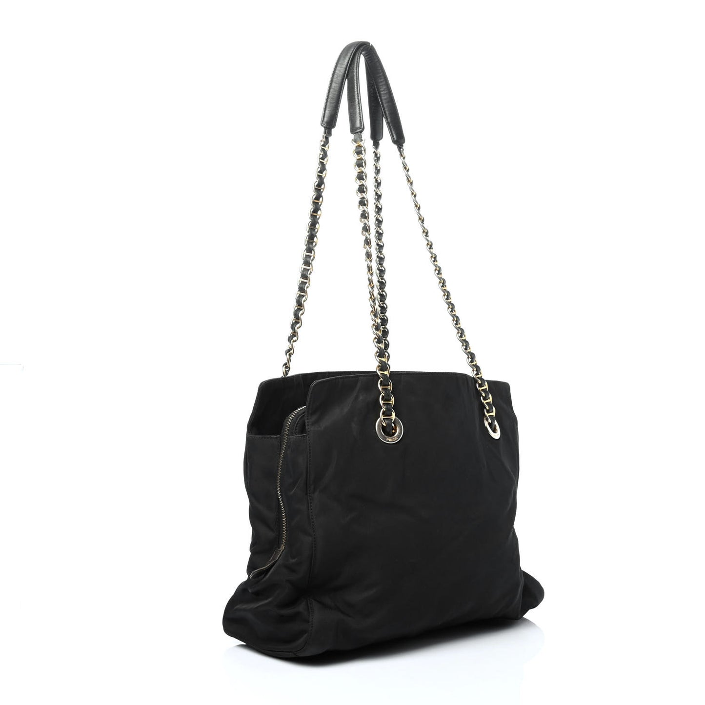 Tessuto Nylon Chain Shoulder Bag Black