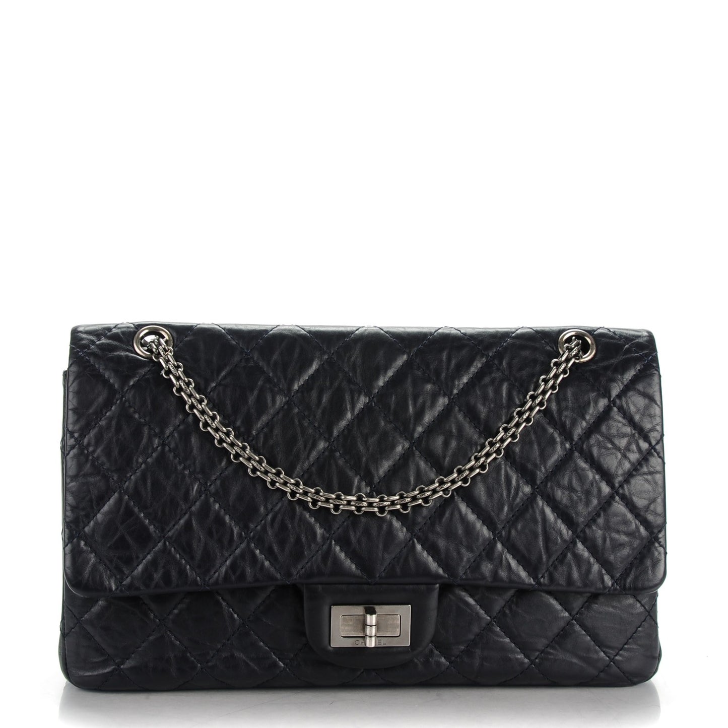 Aged Calfskin Quilted 2.55 Reissue 227 Flap Dark Navy