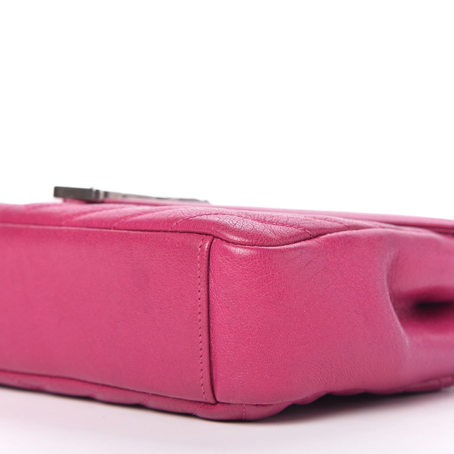 Sheepskin Matelasse Chevron Medium Monogram Chain Bag Electric Pink