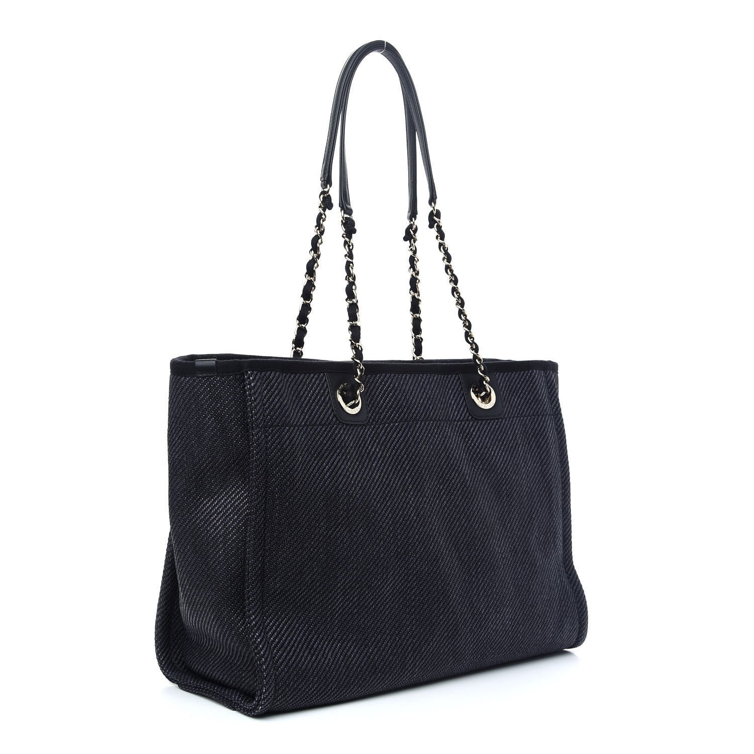 Chanel Mixed Fibers Small Deauville Tote Navy Blue 3 of 13
