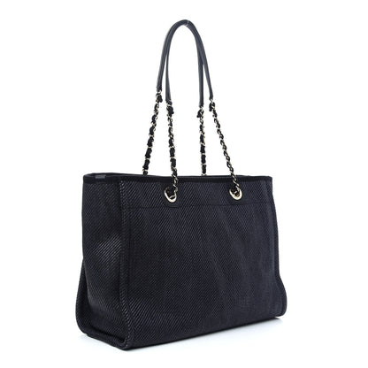 Chanel Mixed Fibers Small Deauville Tote Navy Blue 3 of 13