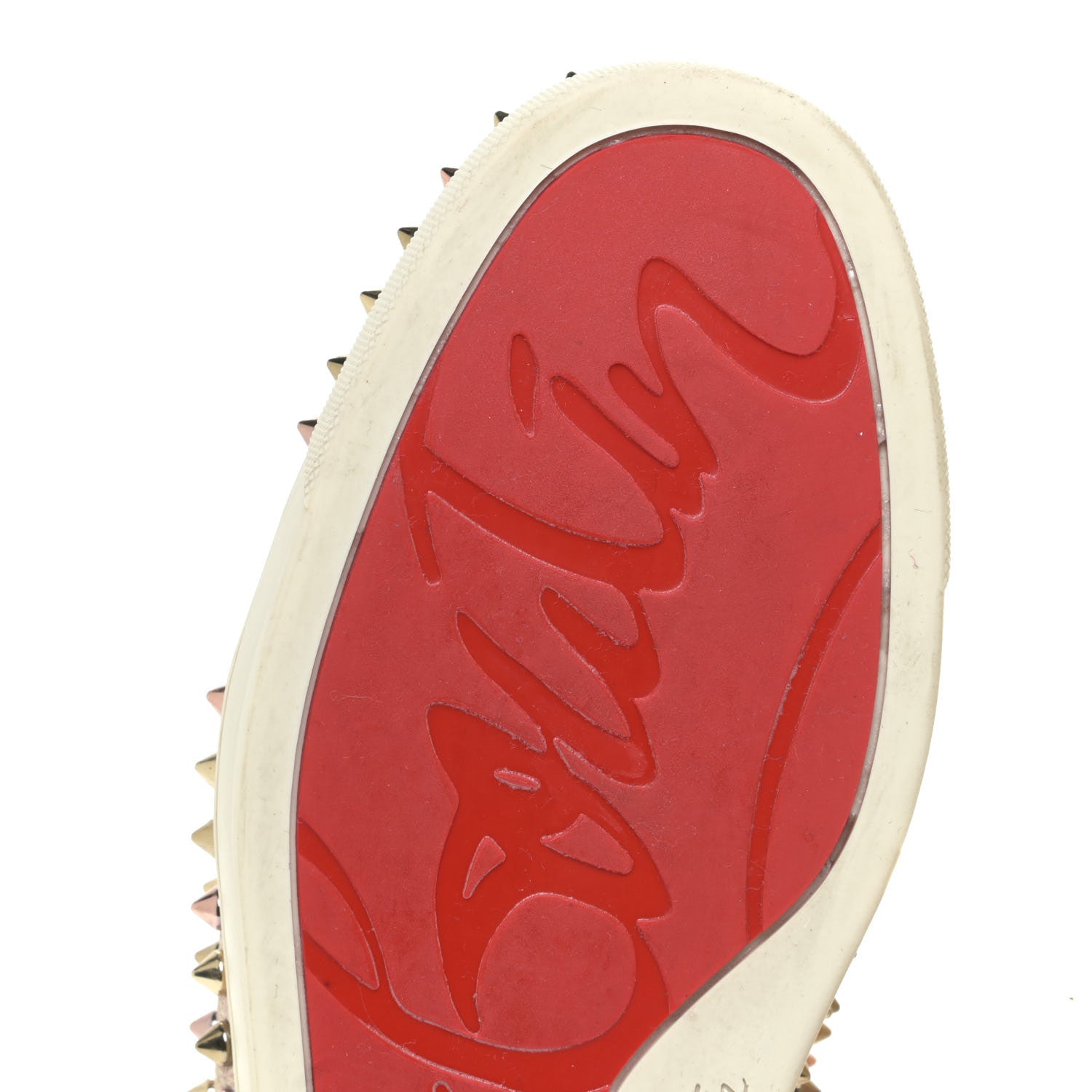 Christian Louboutin Metallic Crinkled Nappa Womens Louis Spikes Flat Sneakers 38.5 Rose Gold Multicolor 7 of 16