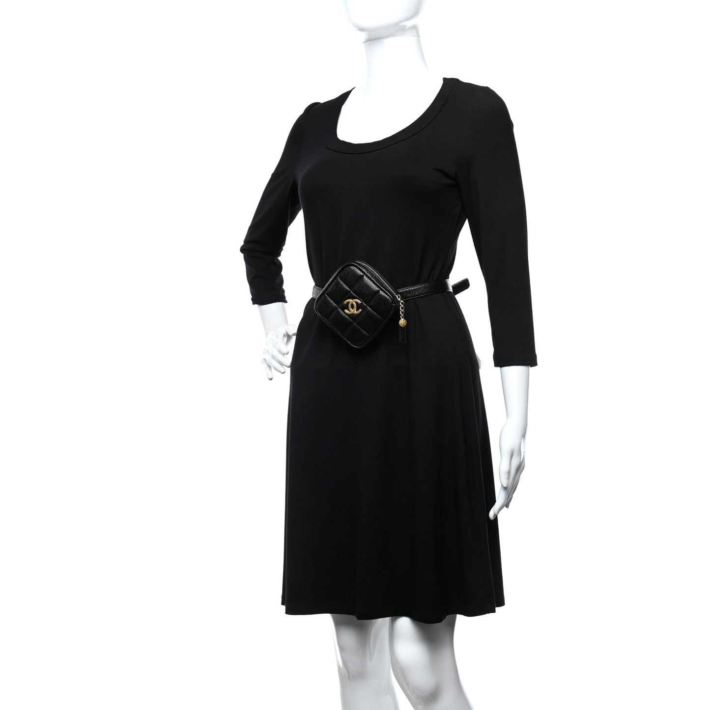 Caviar Quilted Coin Purse Belt Bag Black