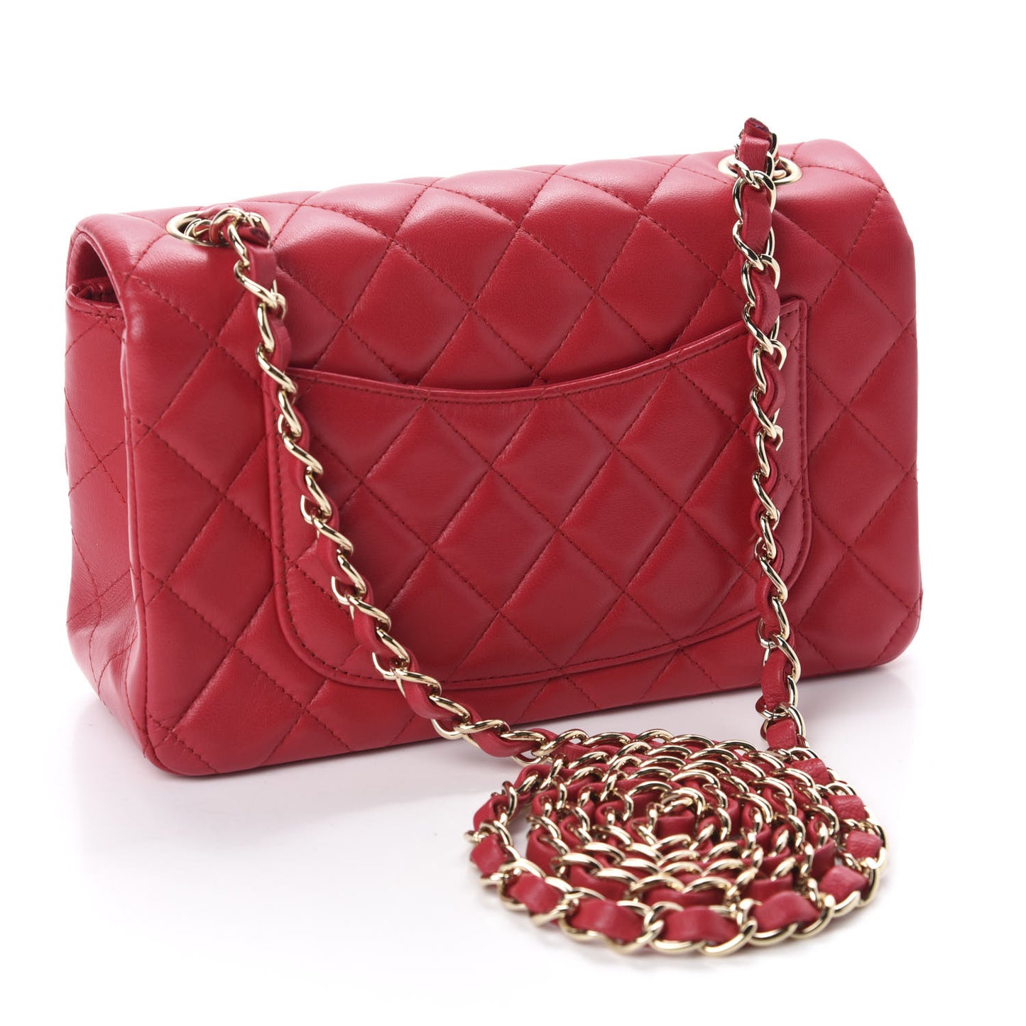 Lambskin Quilted Mini Rectangular Flap Red