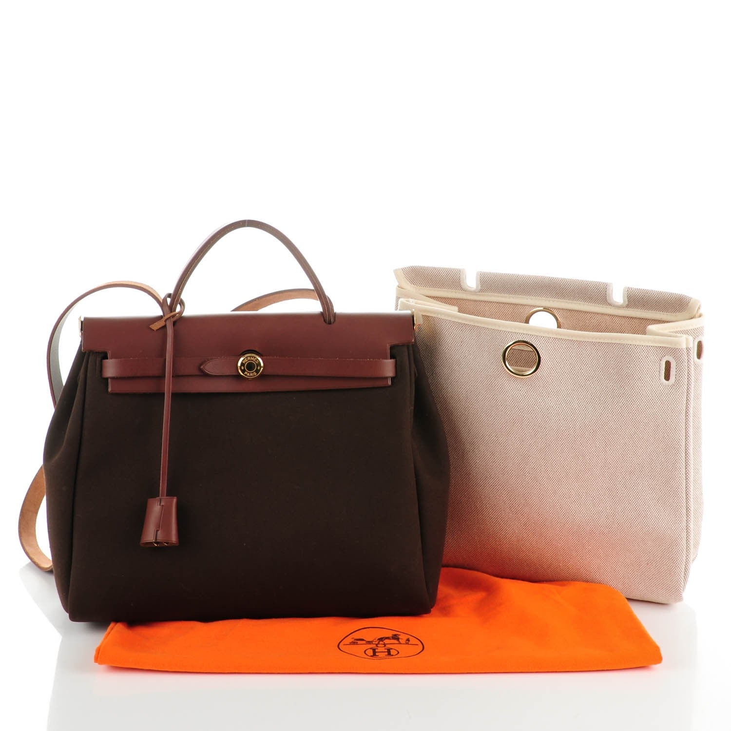 Hermes Vache Hunter Toile Herbag 30 PM Havane 5 of 9