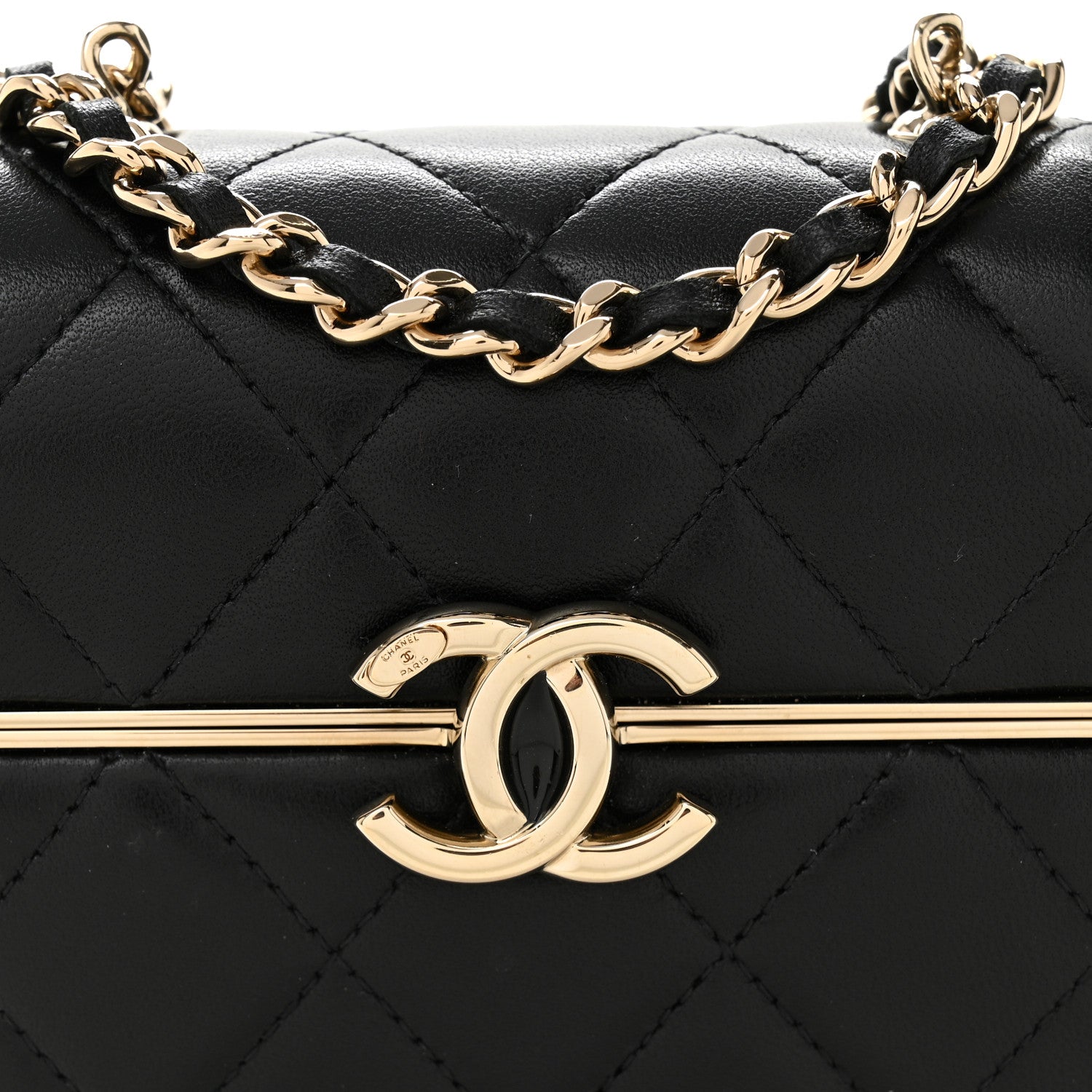 Chanel Lambskin Quilted Small Box With Chain Black 9 of 11