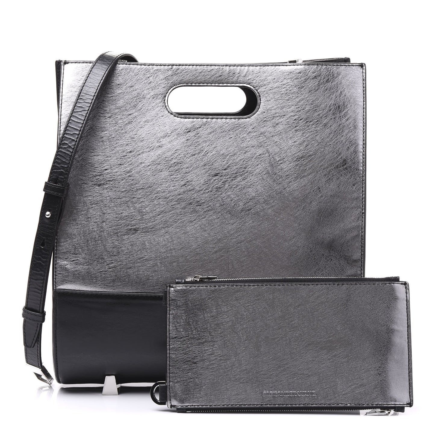 Metallic Laminated Calfskin Chastity Tote Silver