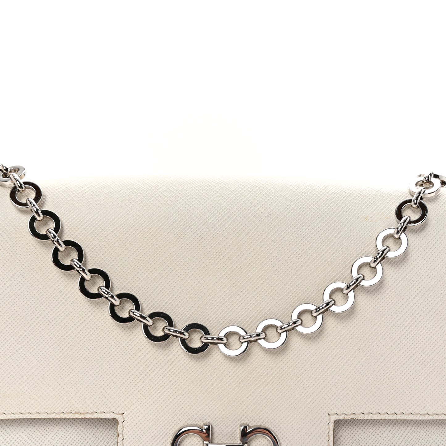 Printed Calfskin Rory Chain Shoulder Bag White