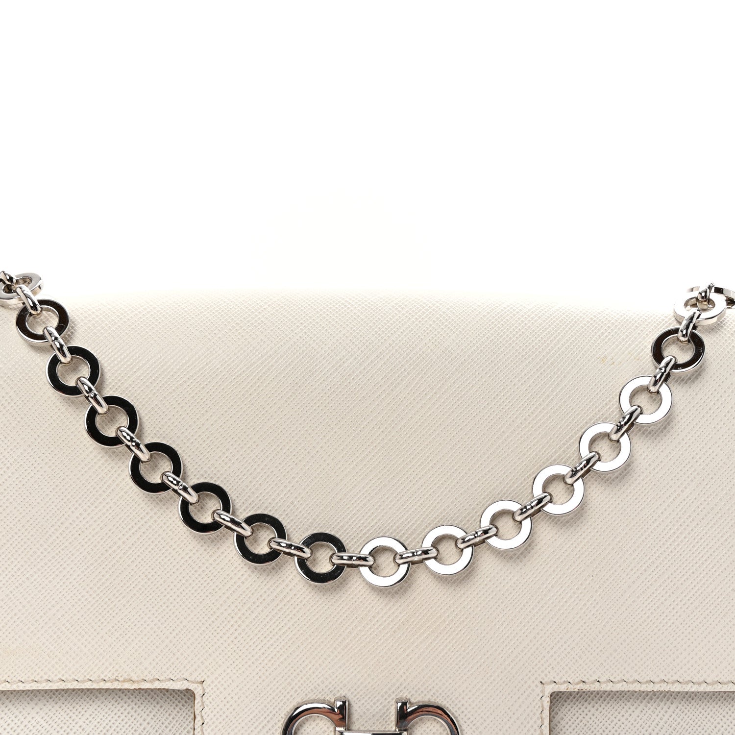 Salvatore Ferragamo Printed Calfskin Rory Chain Shoulder Bag White 7 of 9